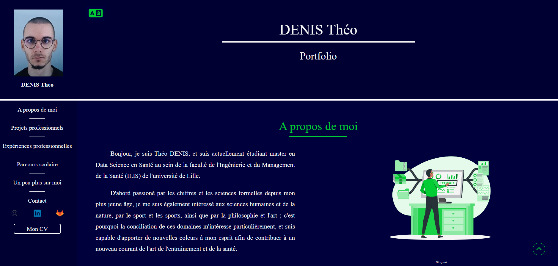 Capture d'écran du portfolio